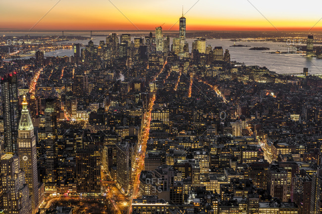 USA - New York City - cityscape at dusk