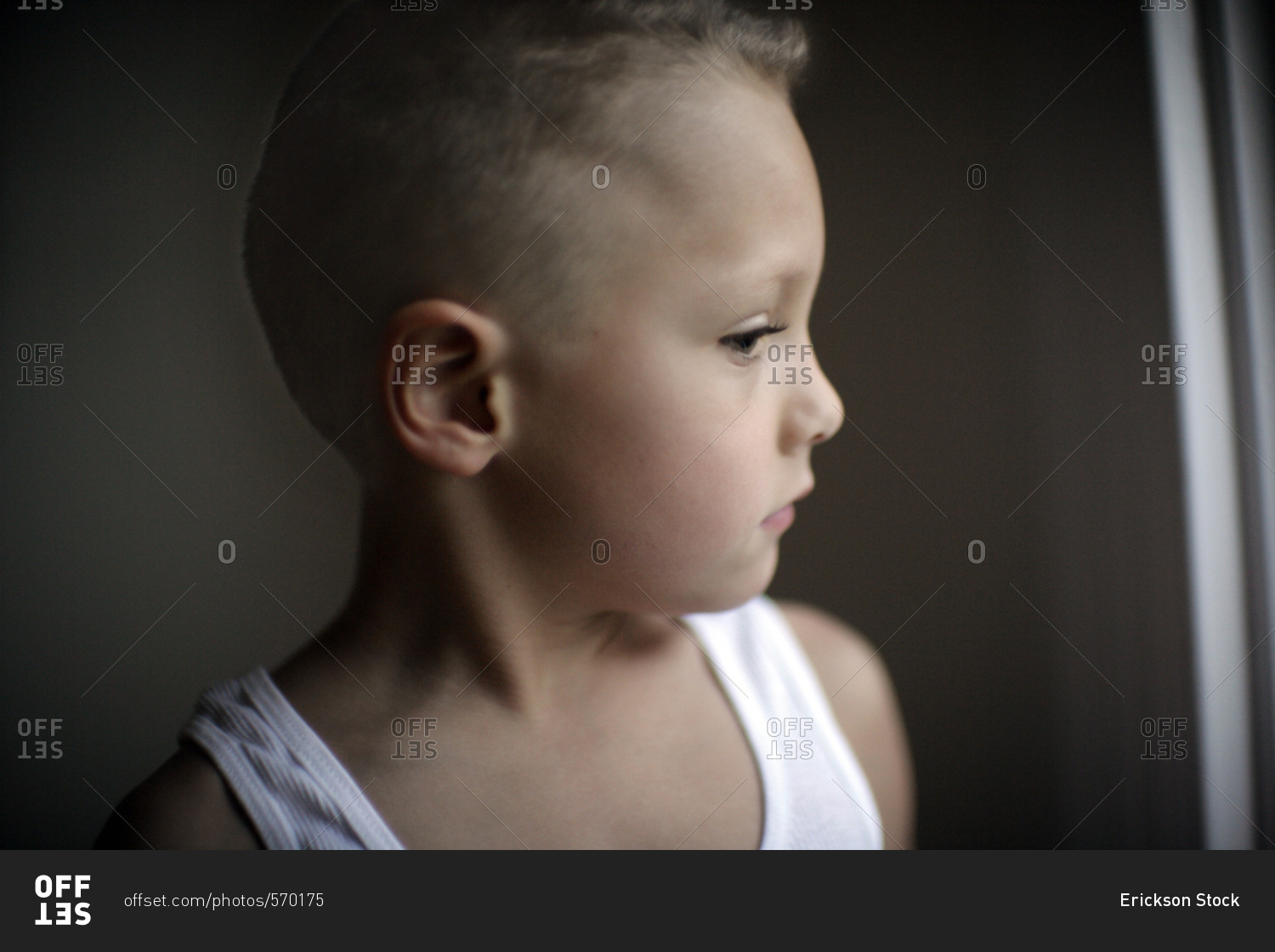 Boy with shaved hair - Offset stock photo - OFFSET