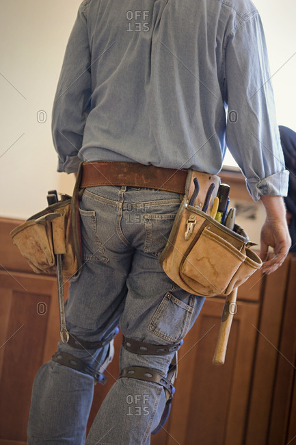 wearing a tool belt