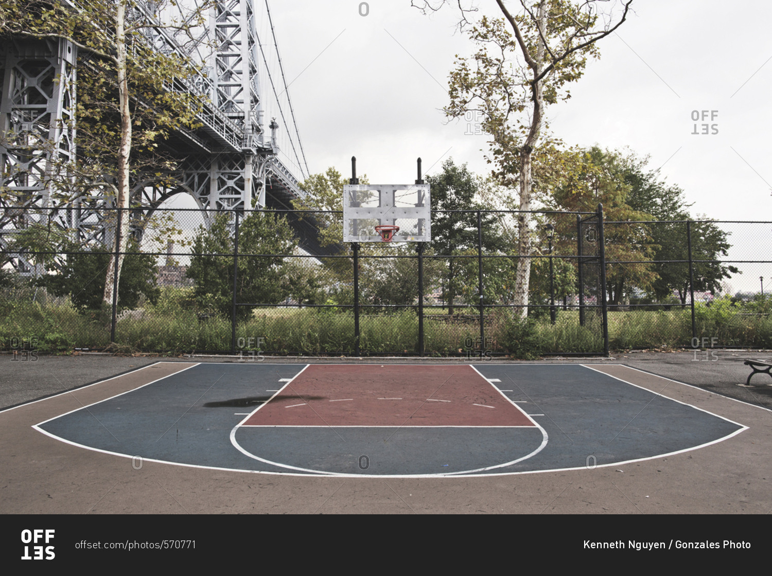 New York, United States of America - September 16, 2014. An empty basketball court in New York City.
