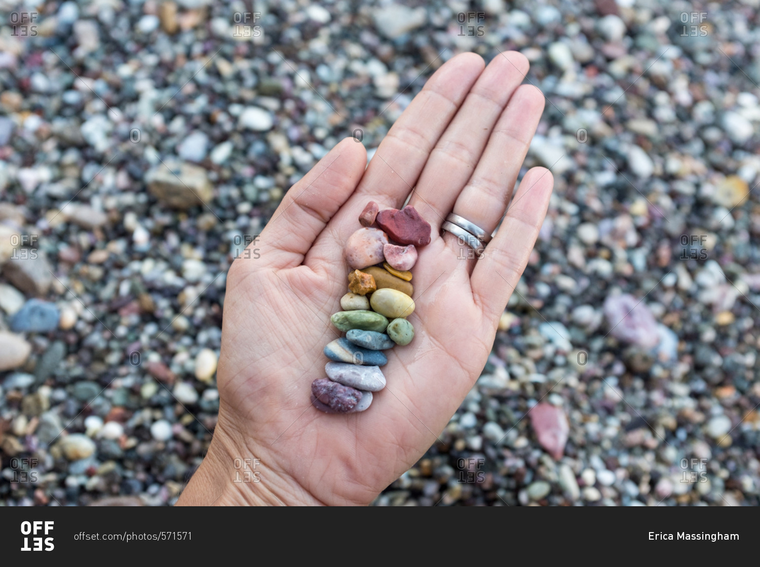 The rainbow of rocks on the beach on Milos, Greece