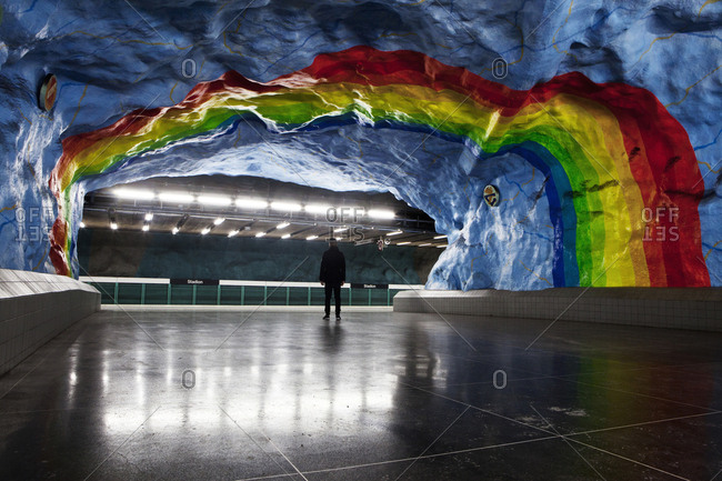 Stockholm, Sweden - January 15, 2014: Underground art in the Stockholm Metro, the so called Tunnelbana