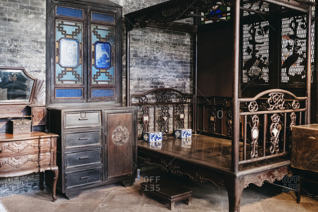 Guangzhou, China - April 29, 17: Ancient Chinese style home interior
