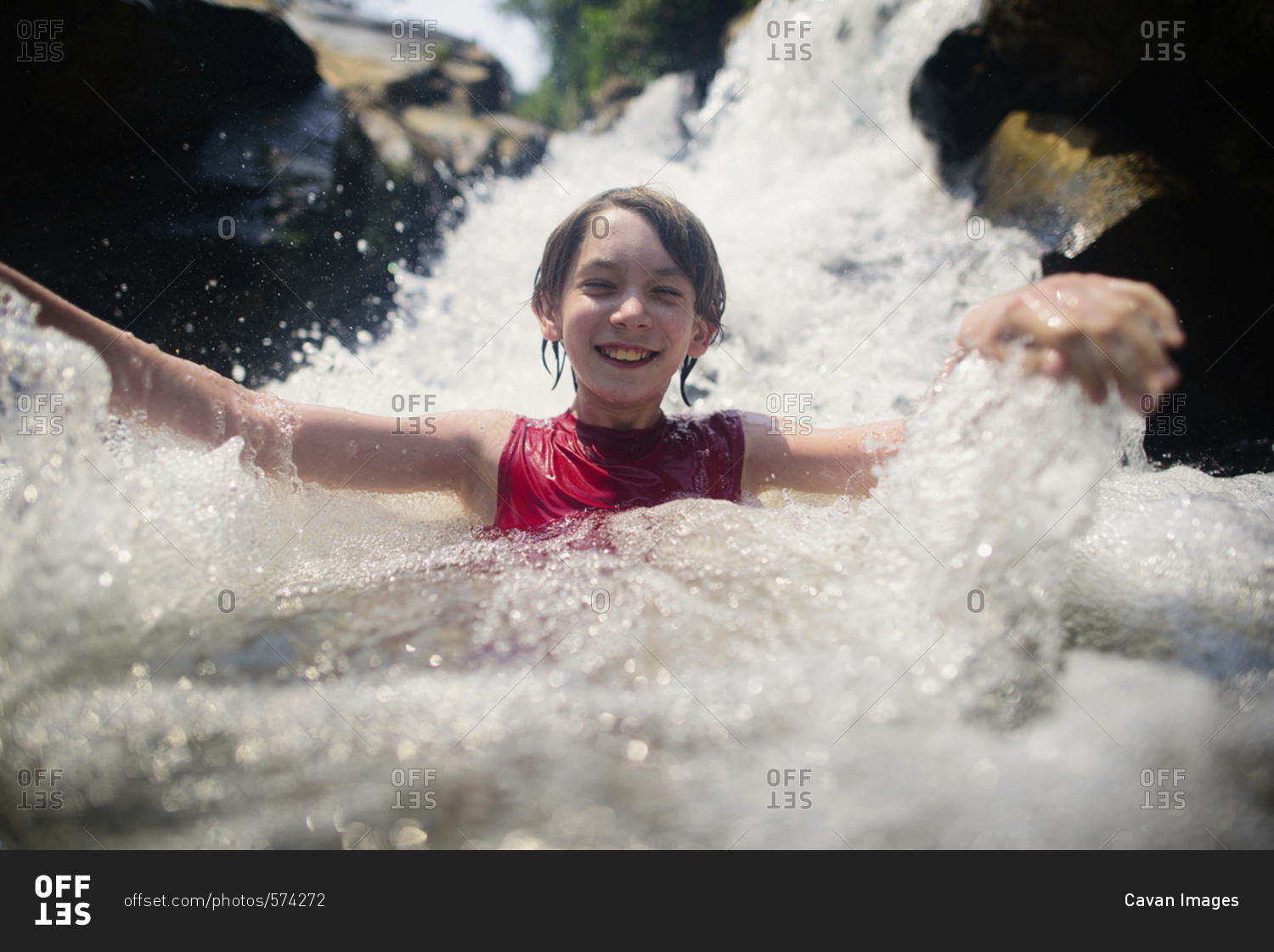 Happy boy enjoying in Bua Thong Waterfalls