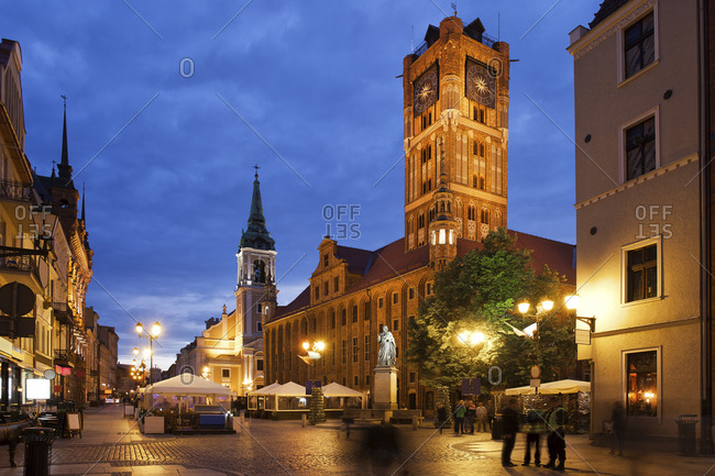 Poland- Torun- town hall at the old town marketplace by night
