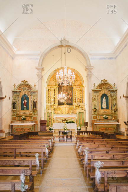 Interior Of Small Church Gradil Portugal Stock Photo Offset