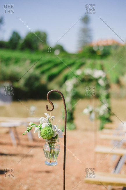 Hook with flowers in vineyard wedding