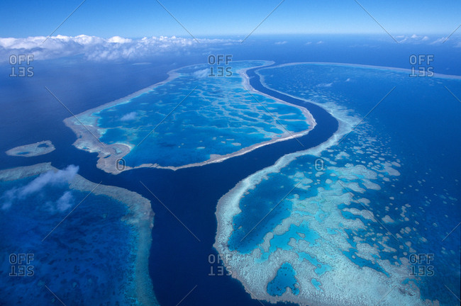 Aerial view of the Great Barrier Reef, Queensland, Australia