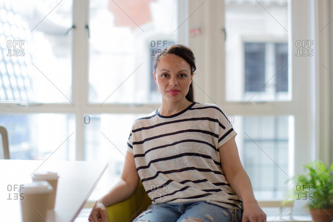 Portrait of female african american entrepreneur in a modern workplace