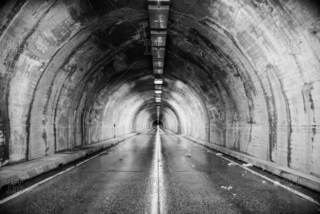 A Tunnel by black and white