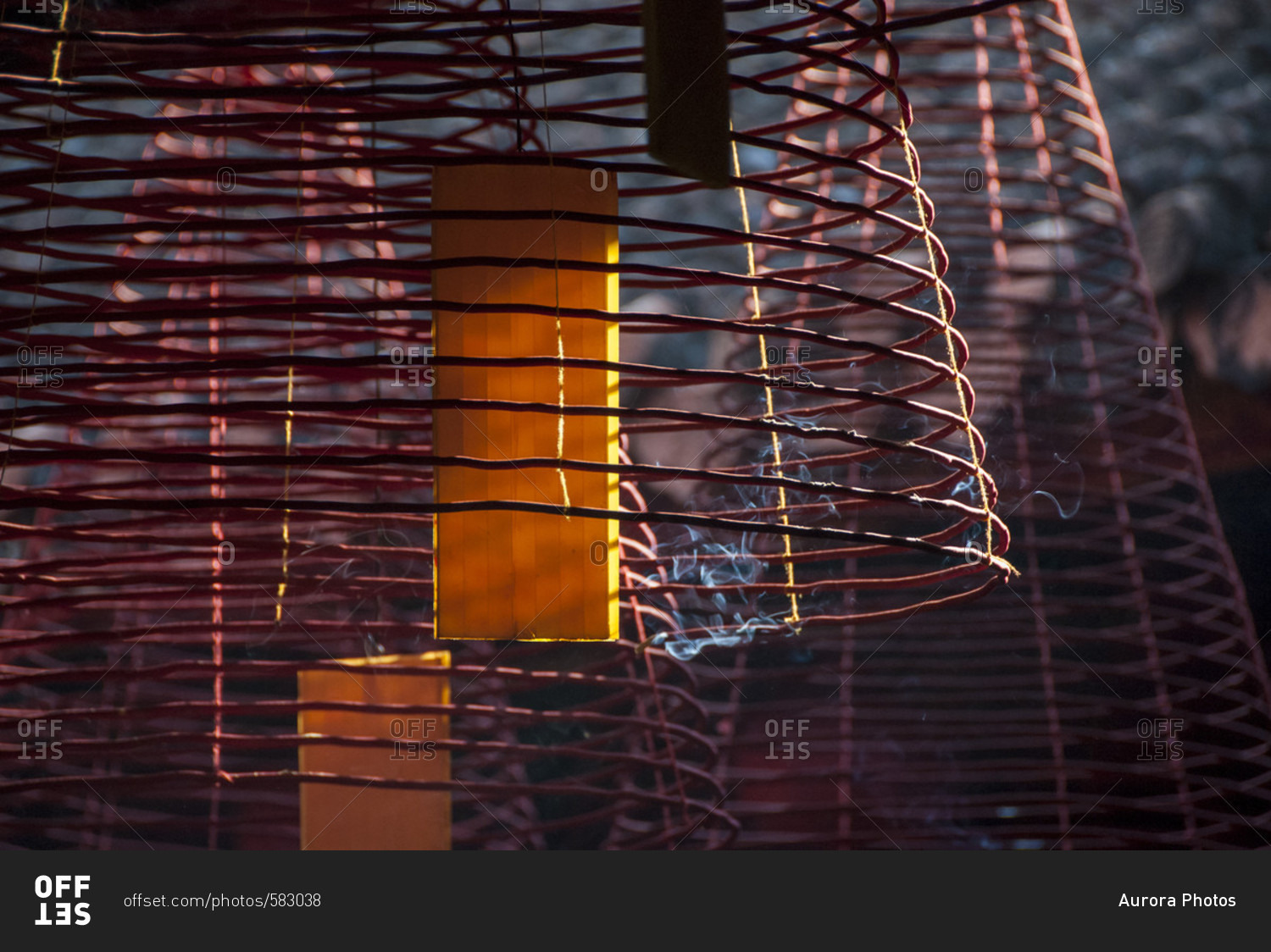 Coils of red incense hang from the ceiling of the Quan Cong Temple, a Chinese temple dating to 1653 in Hoi An, Quang Nam Province.  Hoi An is a historic town on the Thu Bon River and was one of South Asia\'s most important international ports in the 16th a