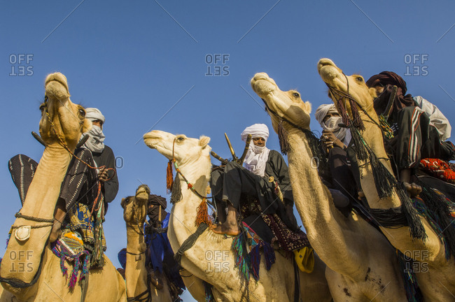 Northern Niger - March 4, 2017: Bororo people assist at traditional dance during Gerewol