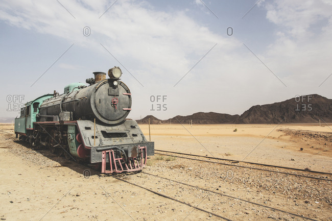 An old locomotive in the desert