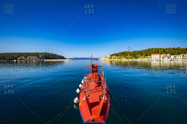 Submarine for tourist in the port of the city, Makarska, Croatia