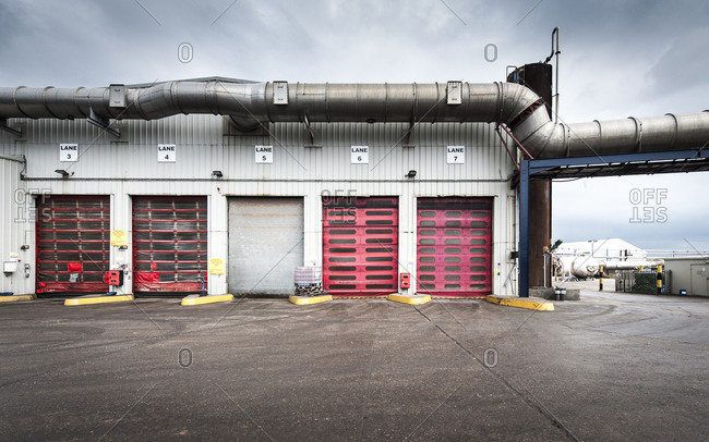 Yorkshire, England, UK - October 29, 2012: An industrial loading bay area