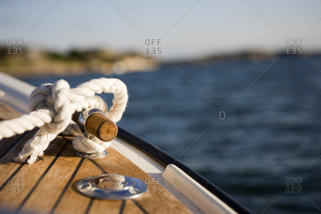 Rope tied up on boat