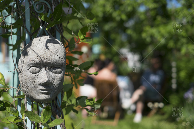 Close-up of sculpture in garden