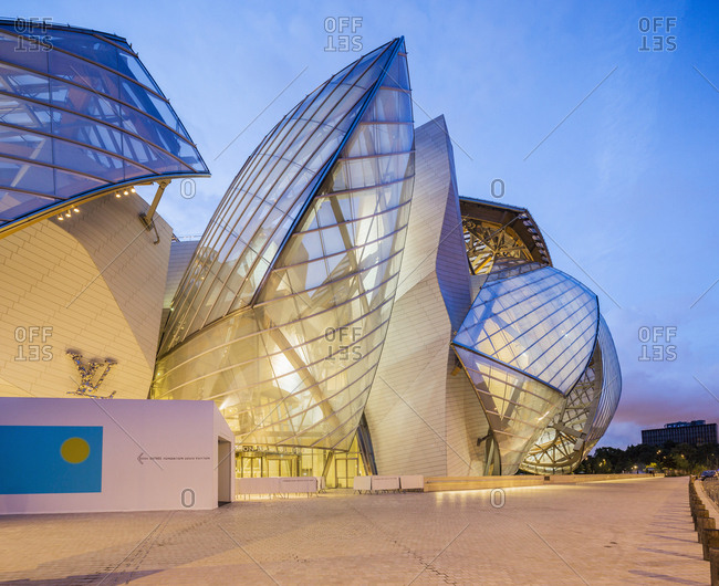 Paris, France - June 27, 2017: Bois de Boulogne, the Fondation Louis Vuitton building (Frank Gehry architect)
