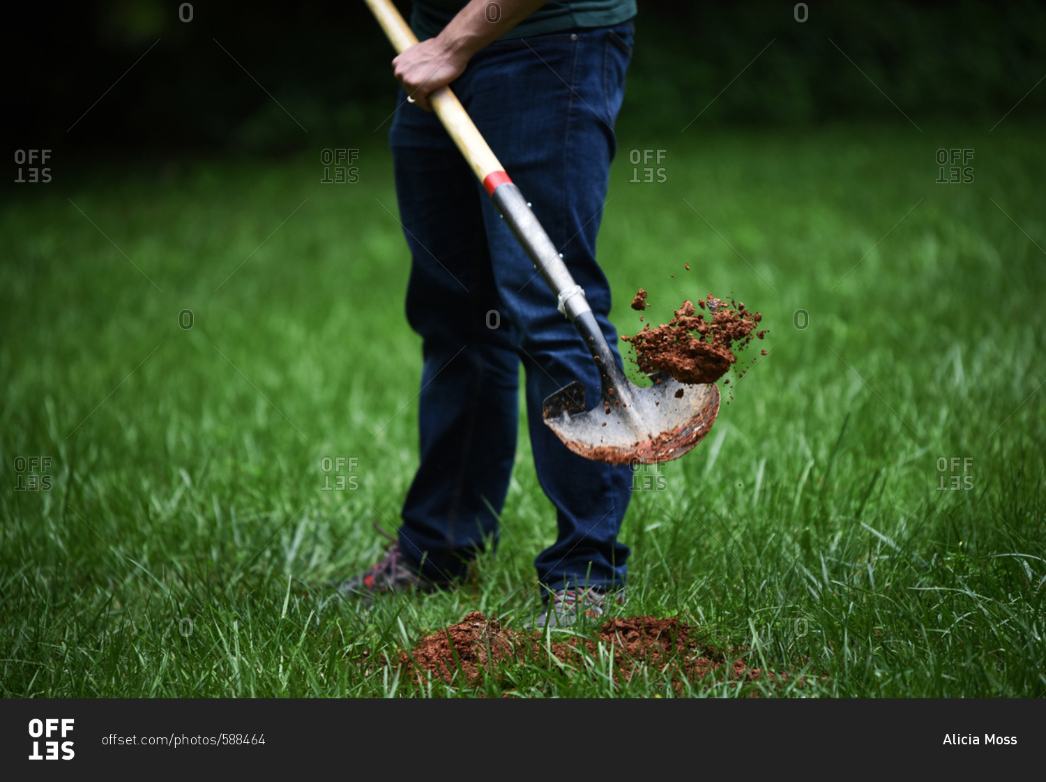 Man digging in the yard