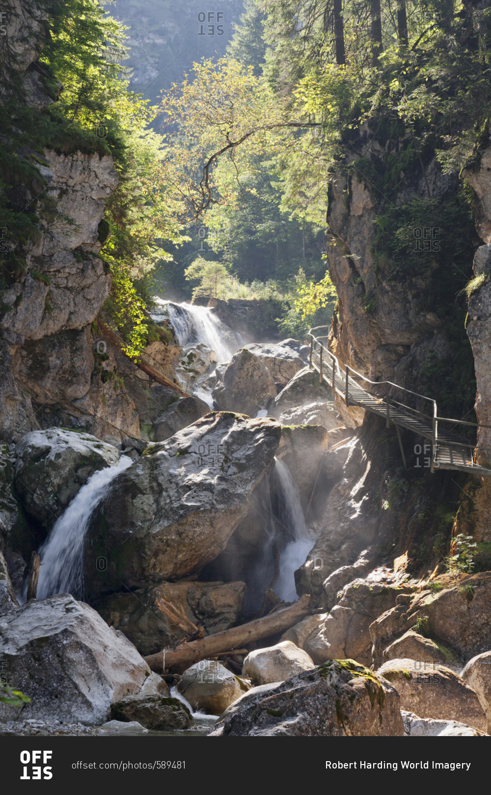 Waterfall in Poellat Gorge, Schwangau, Allgau, Schwaben, Bavaria, Germany, Europe