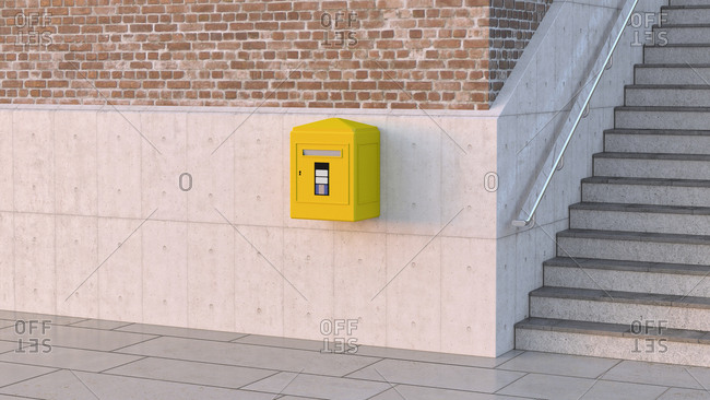 Letter box on concrete wall- 3d rendering