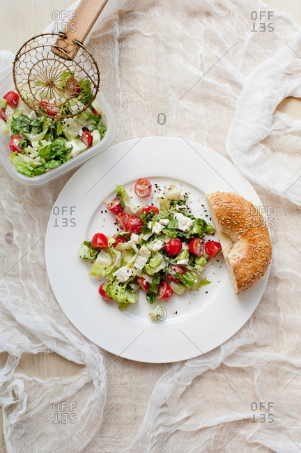 Salad with fresh bread - Offset