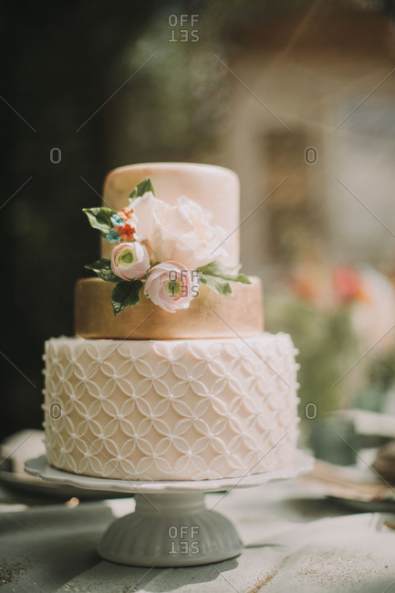 Wedding cake at alternative wedding celebration, close up