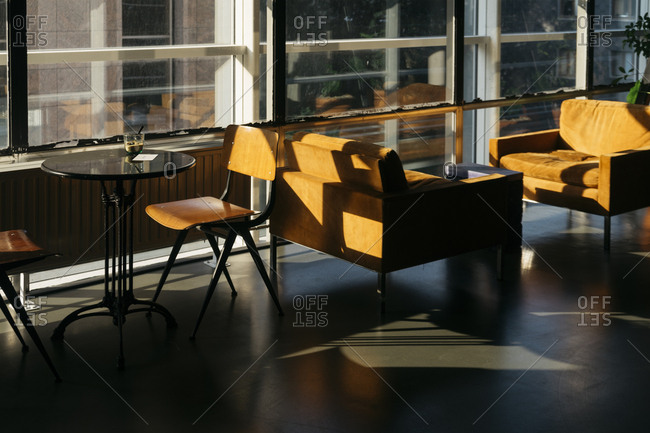 Table, chairs and sofas at Coffee labs in a coffee shop