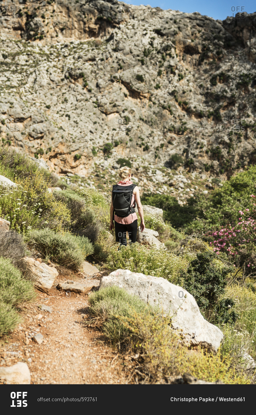 Greece- Crete- Kato Zakros- Gorge of the Dead- woman hiking