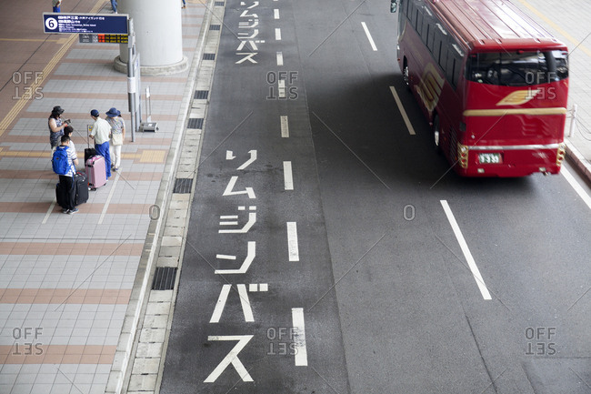 July 15, 2017 - Osaka, Japan: Travelers waiting outside airport