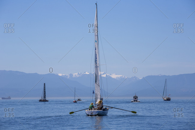 Victoria, British Columbia, Canada - July 21, 2017: Racers leaving victoria for the second leg in the race to alaska
