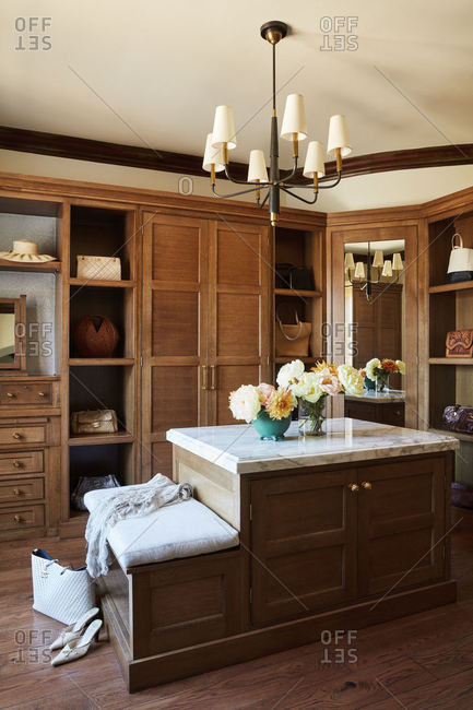 Calabasas, California - March 28, 2015: Master closet in a home