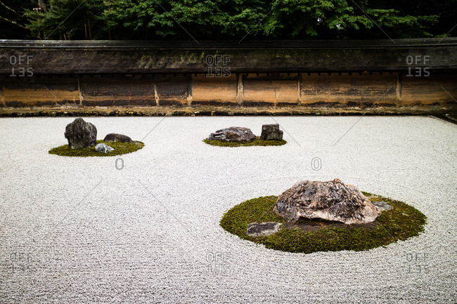 The Kare Sansui Dry Landscape Zen Garden At Ryoanji Temple Kyoto Stock Photo Offset Zen Garden At Ryoanji Temple Kyoto, Dry Landscape Garden Ryoanji