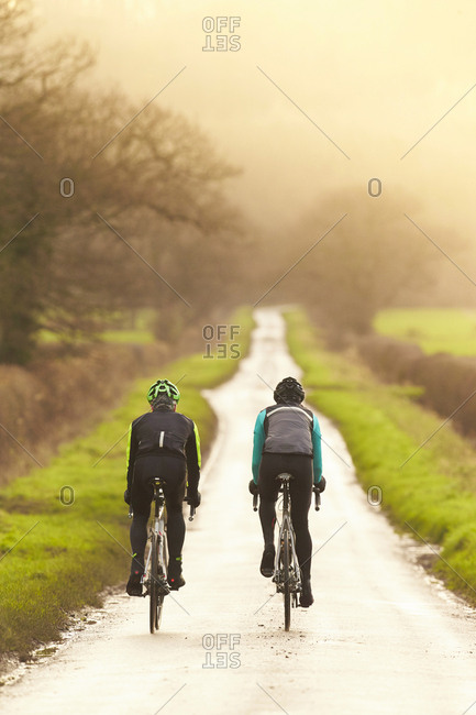 People bicycling in nature