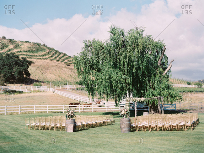 Wedding set up in farmland