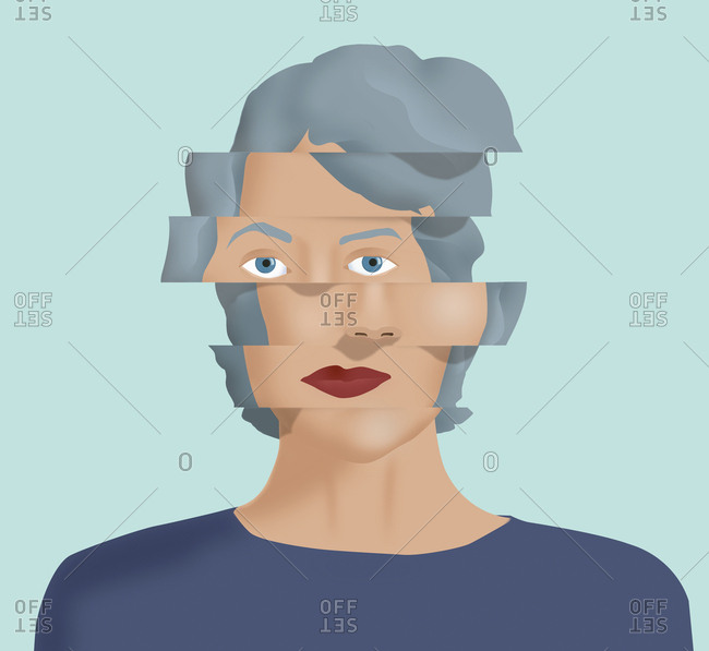Shifted face of a woman