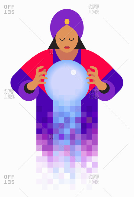Fortune teller looking in crystal ball