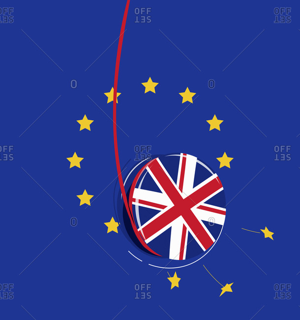 UK yo-yo breaking European Union flag