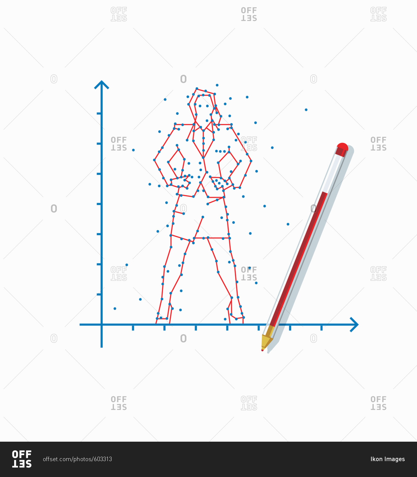 Dot to dot businesswoman on graph
