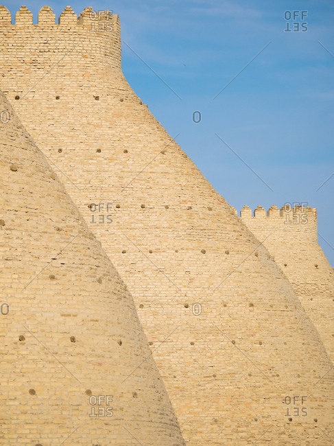 Details of the fortified walls at the Ark of Bhukara, Uzbekistan