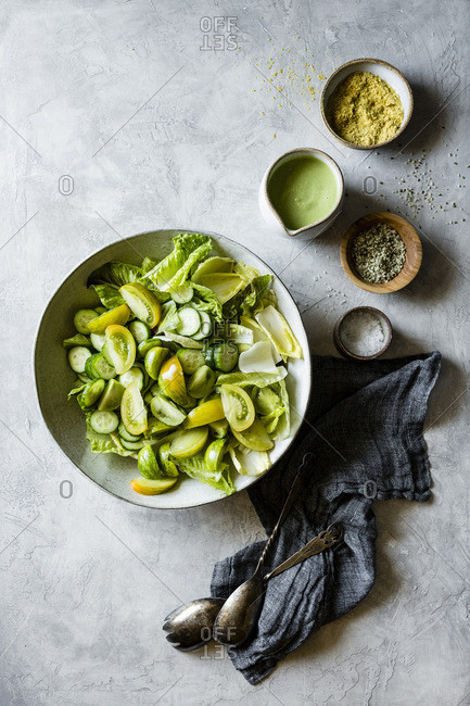Healthy vegan green salad