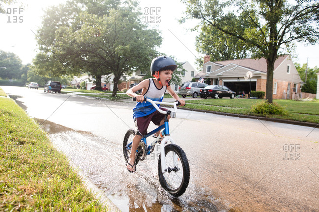 riding a bike in the rain