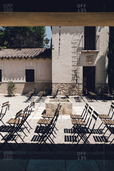 Chairs set up for outdoor wedding