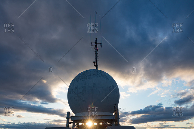 Radio Astronomy Observatory at sunset