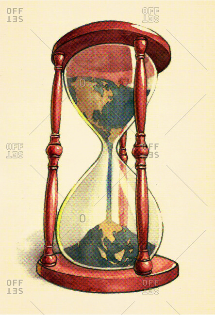 Conceptual illustration of globe in hourglass