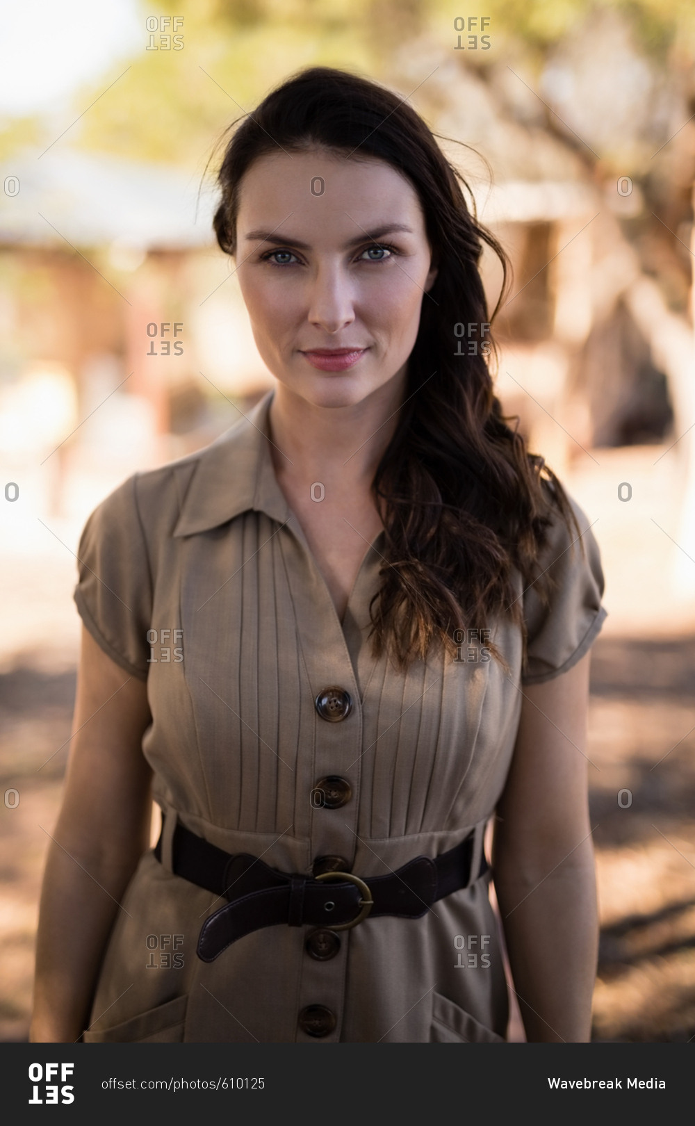 Portrait of smiling woman during safari vacation