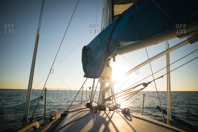 View of yacht deck during sunset