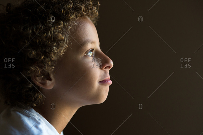 Portrait Of A Mixed Race Boy With Curly Hair Stock Photo Offset