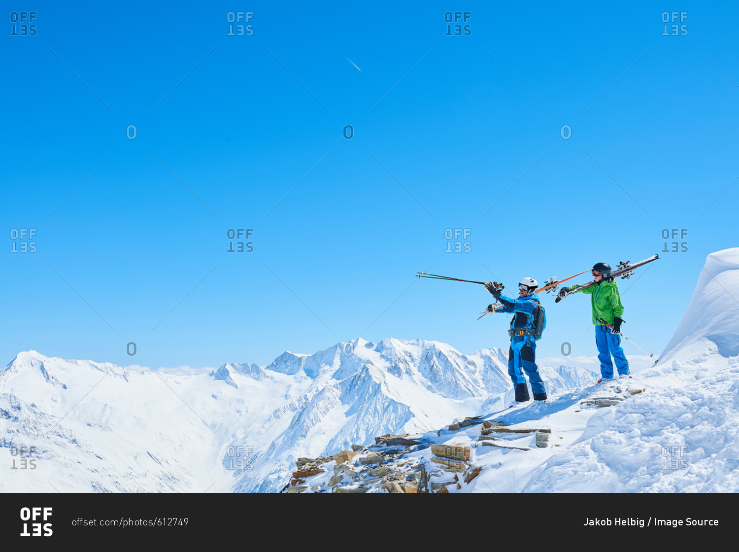 Father and son on skiing holiday, Hintertux, Tirol, Austria