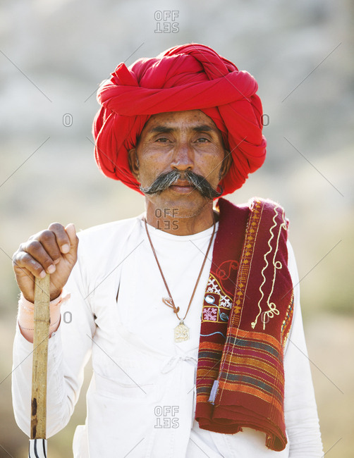 Jawai, Rajasthan, India - May 19, 2015: Rabari herdsman